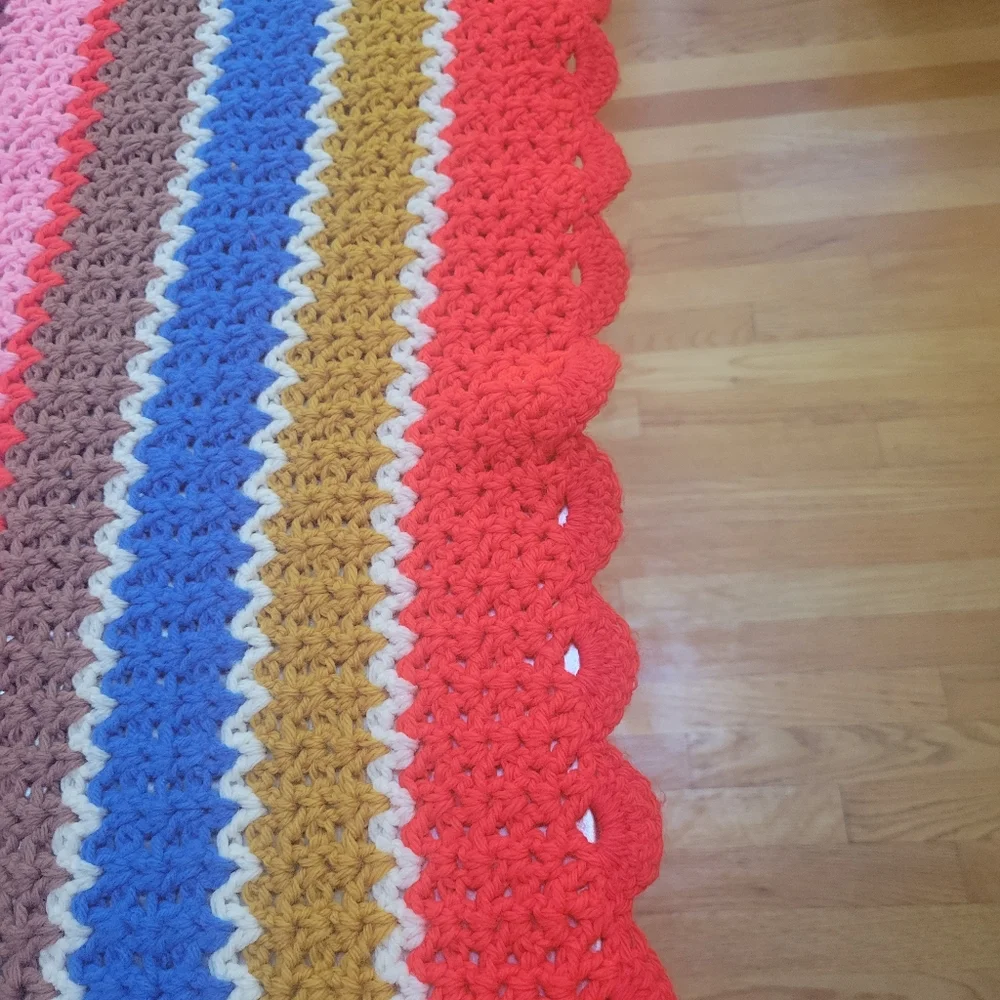 Vintage Multi-Color Handmade Crochet Afghan‎